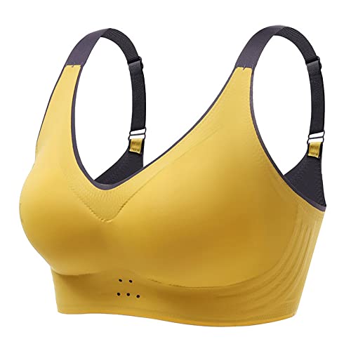 Necalisi Sport BH Gelb Sports Bra Damen Set Bustier Gepolstert BH mit Dünnen Trägern Bequem Ohne Bügel Maximizer Push up BH 110B von Necalisi