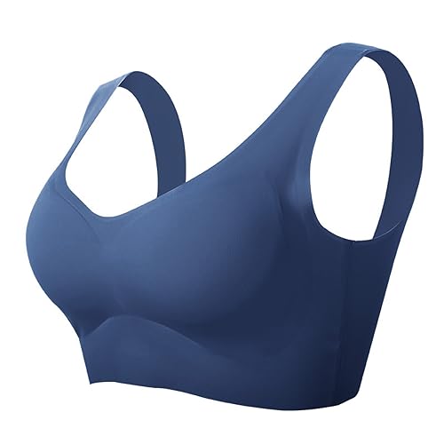 Necalisi Sport BH große brüste Blau Bustier Damen BH ohne Buegel | Wohlfühl Bustiers Tops | Bügelloser Soft Bra | BH Damen Push up 100D von Necalisi