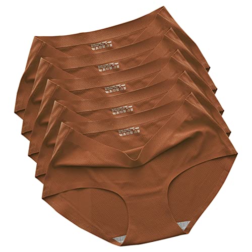 Necalisi Ultra Soft Panties 5er-Pack Braun Unterhosen Damen Stretch Baumwolle Hohe Taille Slips Weich Unterwäsche String Frauen XXL von Necalisi