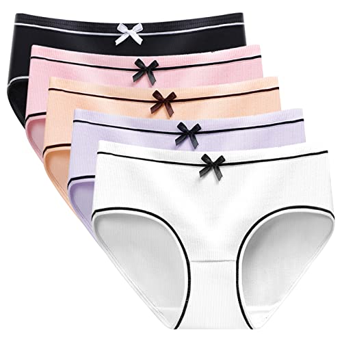 Necalisi Ultra Soft Panties 5er-Pack Gemischte Farbe 5 Damen Spitze Unterwäsche, Bequemes Höschen Schwacher Anstieg Frecher Nahtloser Bikini Stretch-Hipster String Frauen XL von Necalisi