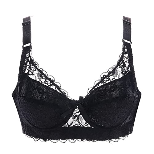 Necalisi büstenhebe Damen Schwarz Damen Nahtlose BHS Spitze Buegel BH gepolstert Soft Touch BHS verstellbare Träger Bralette Balconette BH Push up 95C von Necalisi