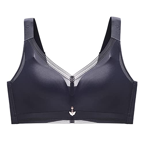 Necalisi büstenhebe Damen Schwarz Spitze Damen BH Bustier ohne Bügel Rückenfreier BH Schlaf BH bequemer Büstenhalter V-Ausschinitt BH Push up BH extrem 100C von Necalisi