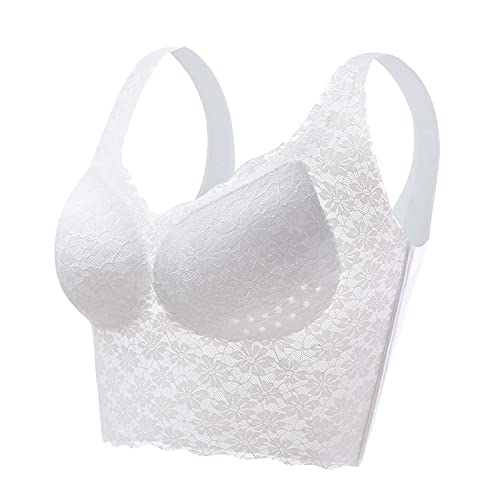 Necalisi büstenhebe Damen Weiß Damen Blumen Spitzen Bralette Bustier Ohne Bügel BH Gepolstert Cup Comfort Bra Unterwäsche Push up BH Top für Women push up BH set 115B von Necalisi