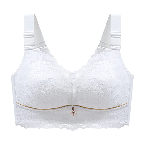 Necalisi büstenhebe Damen Weiß Spitzen Bustier Damen BH ohne Buegel |Wohlfühl Bustiers Tops mit feiner Spitze | Bügelloser Soft Bra BH für große Brust 115C von Necalisi