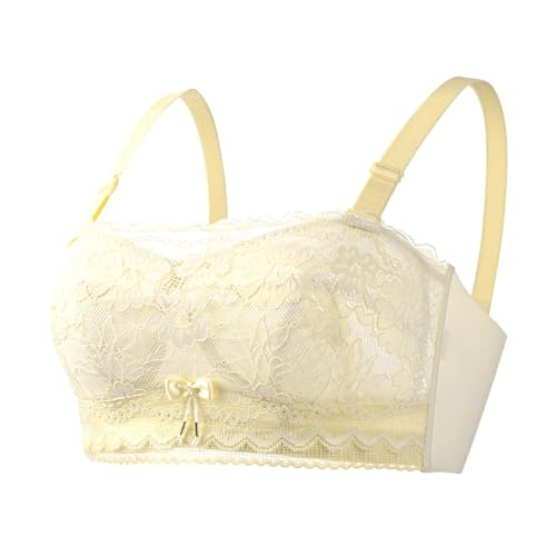 Necalisi rückenfreier BH Beige Damen Trägerloser BH - Ohne Bügel Spitze Mesh Cups Bandeau-BH dursichtige unterwäsche 100A von Necalisi