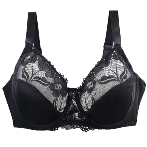 Necalisi sexy unterwäsche für Frau Schwarz Damen - BH Push up Spitzen BHS Bügel Durchsichtig Frau Bustier BH durchsichtig Damen 80E von Necalisi