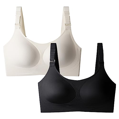 Necalisi sportbekleidung Beige+Schwarz Sport BH Damen Starker Halt Bustier Ohne Bügel Push Up Fitness Yoga Laufen Joggen super Push up BH 100E Necalisi sportbekleidung Beige+Schwarz Sport BH Damen Starker Halt Bustier Ohne Bügel Push Up Fitness Yoga Laufen Joggen super Push up BH 100E von Necalisi