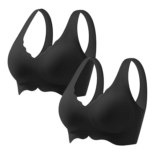 Necalisi sportbekleidung schwarz (2pcs) Soft BH Bustier Damen Bequemer BH für jeden Tag, Yoga oder Freizeit BH Grosse grössen 110B von Necalisi