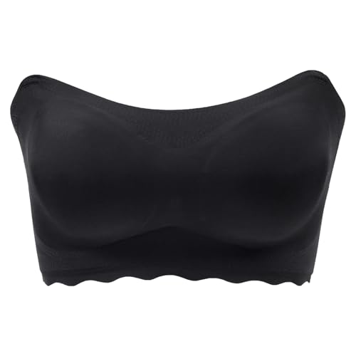 Necalisi trägerloser BH Push up ohne bügel Bandeau Schwarz Nahtlos T-Shirt Bralette Tube Top Rutschfester Unsichtbarer BHS 115D von Necalisi