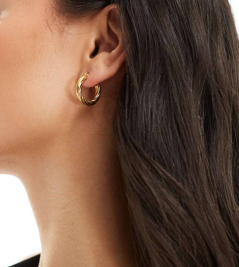 Neck On The Line - Albany - 20 mm-Creolen aus vergoldetem Edelstahl mit Strukturmuster-Goldfarben von Neck On The Line