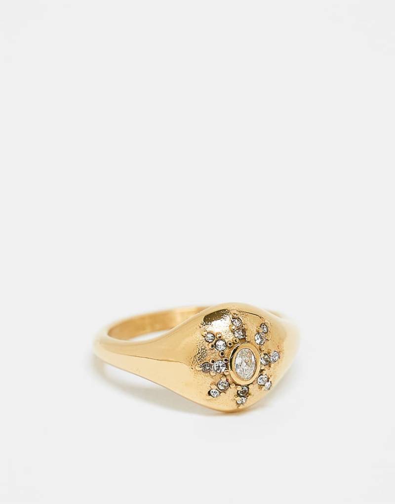 Neck On The Line - Breiter, vergoldeter Ring mit Stern-Design-Goldfarben von Neck On The Line