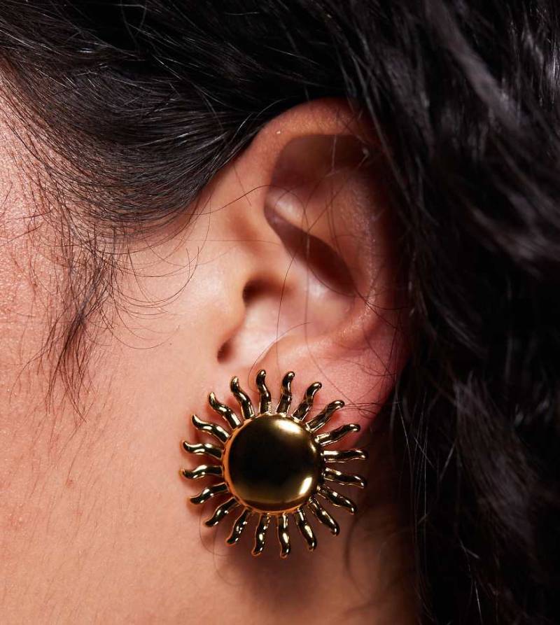 Neck On The Line - Vergoldete, auffällige Sonnen-Ohrstecker-Goldfarben von Neck On The Line