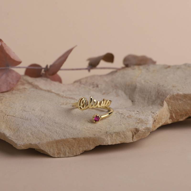 Handgemachter Personalisierter Name Ring Sterling Silber Schmuck Mit Geburtsstein von NecklaceDreamWorld