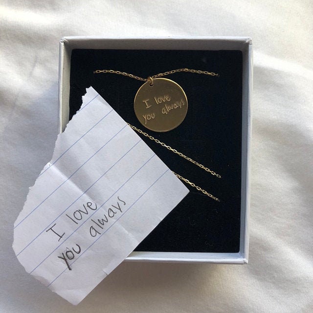 Personalisierte Halskette Aus 925Er Silber Handschriftliche Gravur von NecklaceDreamWorld