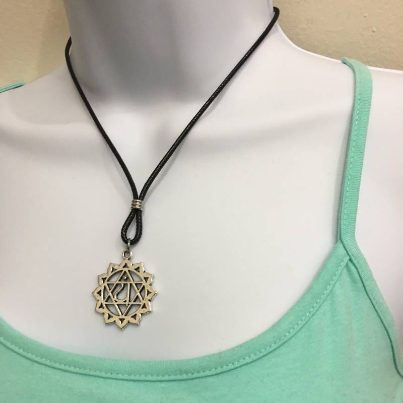 Anahata Chakra Halskette, 2mm 16-18Inch Verstellbar Schwarz Gewachst Baumwolle Halskette Schnur String Seil von NecklacesJC