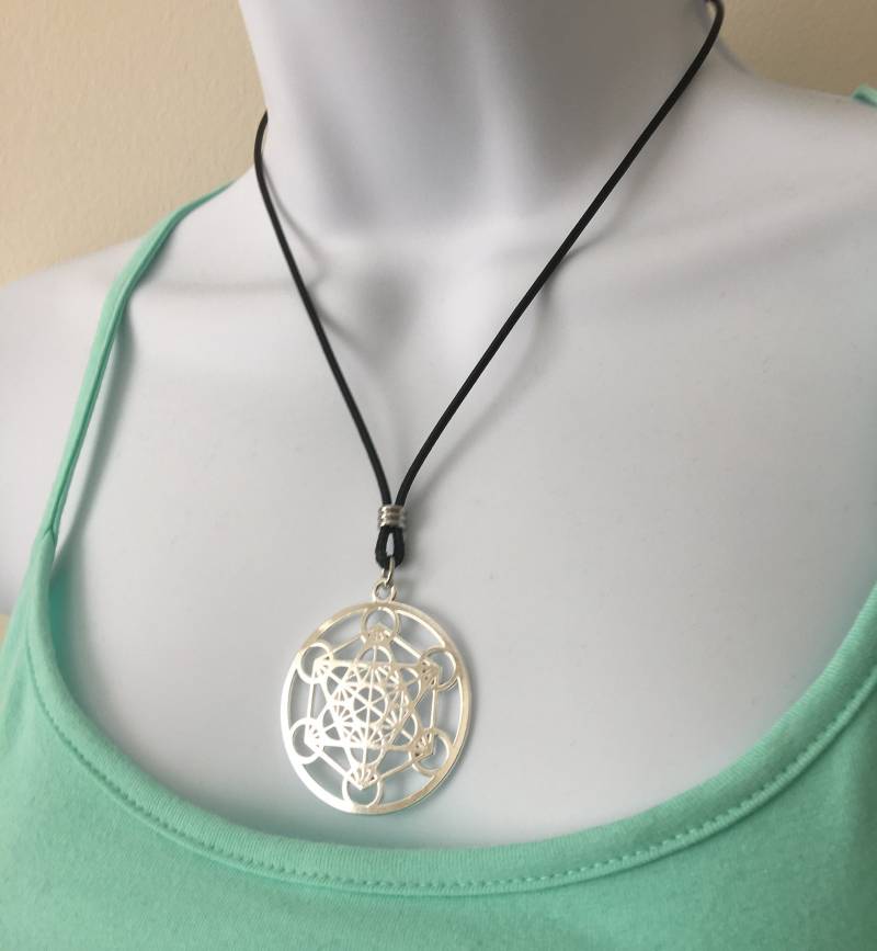 Merkaba Meditationskette, 2mm 16-17 Zoll Verstellbar Schwarz Gewachstes Baumwolle Halskette Schnur String Seil von NecklacesJC