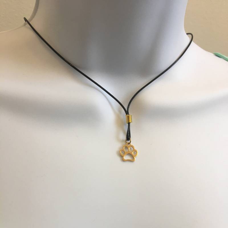 Pfötchenabdruck Halskette Edelstahlanhänger Auf Gewachster Baumwollschnur von NecklacesJC