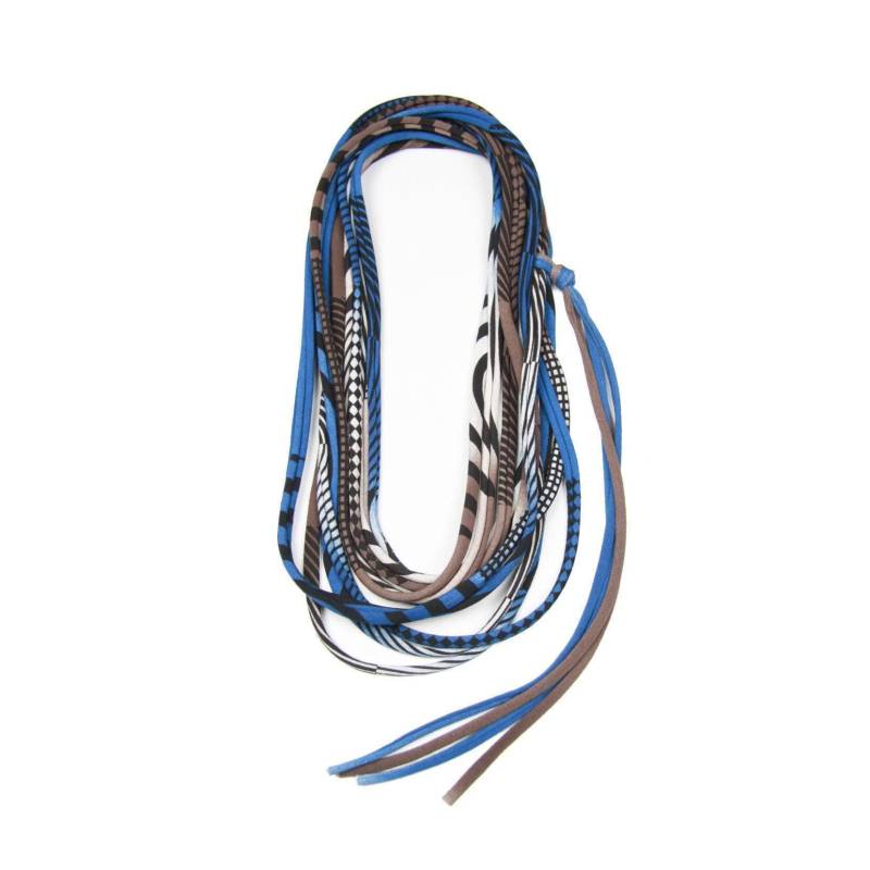 Handbedruckte Halskette Aus Baumwolljersey in Blaubraun von Necklush