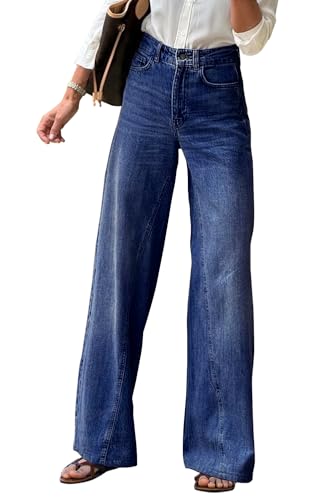 Neecoer Damen Elegante Jeans im Lässigen Stil mit Hoher Taille und Basic Design - Outdoor Sporthose im verlängerten Stil in Dunkelblau (Dunkelblau, XXL) von Necooer
