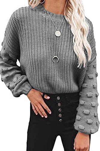 Necooer Damen Pullover Casual Fashion Winter Top Rollkragen Knopf Strickpullover von Necooer