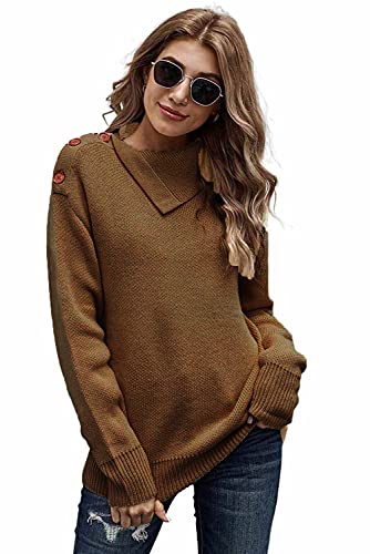 Necooer Damen Pullover Casual Langarm Solid Color Strickpullover Herbst Winter Daman Tops von Necooer