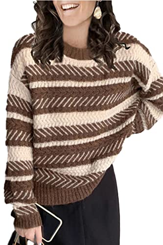 Necooer Damen Pullover Lässig Langarm Winter Basic Gemütliche Strickpullover von Necooer