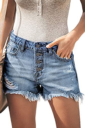 Necooer Jeansshorts Damen Jeans 4 Knöpfe von Necooer