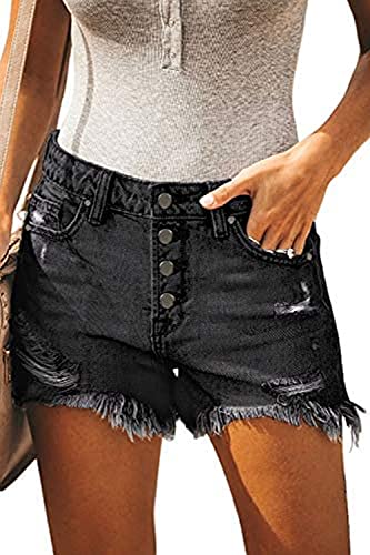 Necooer Jeansshorts Damen Jeans 4 Knöpfe von Necooer