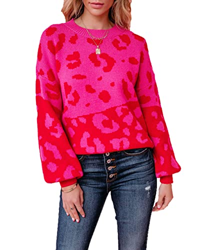 Necooer Pullover Damen Langarm Winter Outwear Lässiger Strickpullover Eleganter Pullover mit Liebesdruck für Frauen von Necooer