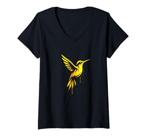 Damen Kolibri Graffiti Street Art Illustration T-Shirt mit V-Ausschnitt Damen Kolibri Graffiti Street Art Illustration T-Shirt mit V-Ausschnitt von NectarStreet
