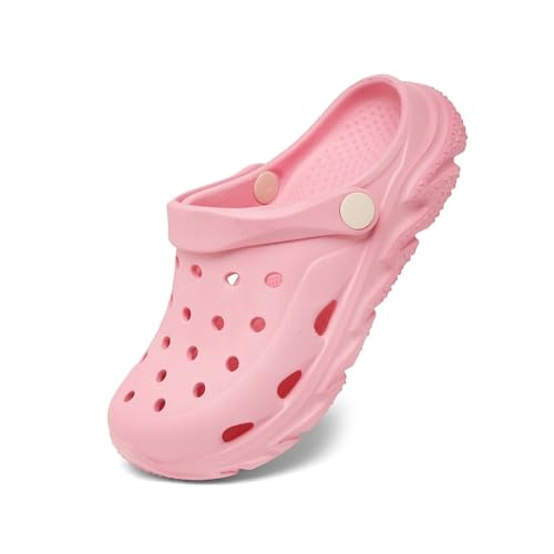 Nedaan Clogs für Kleinkinder, Kinder, Winter-Clogs für Jungen und Mädchen, bequeme Schlupfsandalen, Strand, Pool, Slipper, Pink, 2 Big Kid von Nedaan