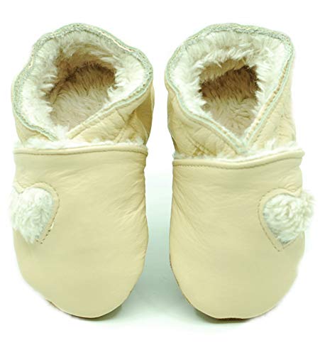 (Beige, 30 EU) Winter Lederpuschen Lederpatschen Lederschuhe Kinder Hausschuhe Kinderschuhe Kinderhausschuhe warme Leder Krabbelschuhe Junge Mädchen Kleinkind Lederhausschuhe Puschen Lauflernschuhe von Need Sleep