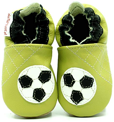 (Fußball, 31 EU) Lederpuschen Lederpatschen Lederschuhe Kinder Hausschuhe Kinderschuhe Kinderhausschuhe weiche Leder Krabbelschuhe Junge Mädchen Kleinkind Lederhausschuhe Puschen Lauflernschuhe von Need Sleep