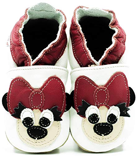 (Mini Maus, 30 EU) Lederpuschen Lederpatschen Lederschuhe Kinder Hausschuhe Kinderschuhe Kinderhausschuhe weiche Leder Krabbelschuhe Junge Mädchen Kleinkind Lederhausschuhe Puschen Lauflernschuhe von Need Sleep