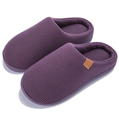 NeedBo Herren Damen Hausschuhe Waffel mit Strick-Baumwollfutter Rutschfeste und leichte Hausschuhe für den Innenbereich,Violett,3738 EU von NeedBo