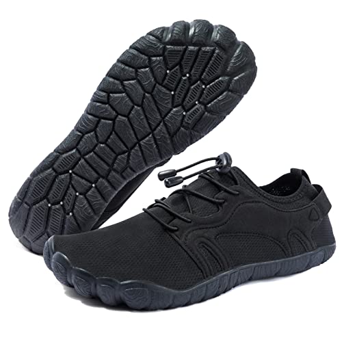 NeedBo Barfußschuhe Herren Schnelltrocknend Wasserschuhe Tauchen Surfen Badeschuhe Wassersport Breite Zehen Strandschuhe, Schwarz, 41 EU von NeedBo