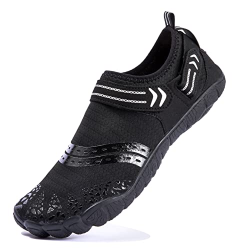 NeedBo Barfußschuhe Herren Wasserschuhe Zehenschuhe Barfussschuhe Aquaschuhe Schnelltrocknend Surfen Badeschuhe Wassersport Surfschuhe Schwimmschuhe Schwarz 42EU von NeedBo