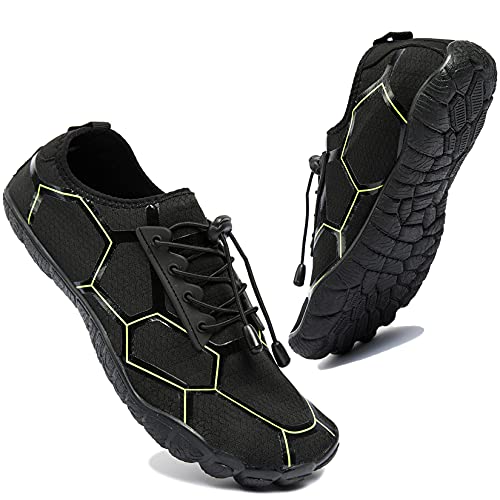 NeedBo Wasserschuhe Herren Barfußschuhe Schnelltrocknend Surfen Badeschuhe Wassersport Surfschuhe Schwimmschuhe rutschfest,Schwarz-Grün 40EU von NeedBo