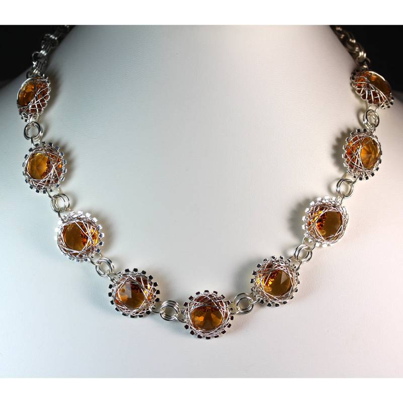 Fein-Silber Draht Umwickelt Swarovski Rivolis Halskette von NeedForBeads