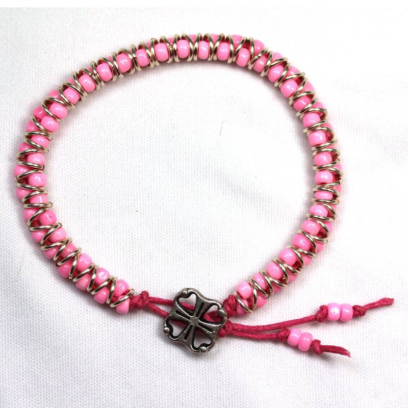 Rosa Göttin Armband 7, 5 "Wrist Mit Silbernen Sprunggelenks-Ringen von NeedForBeads