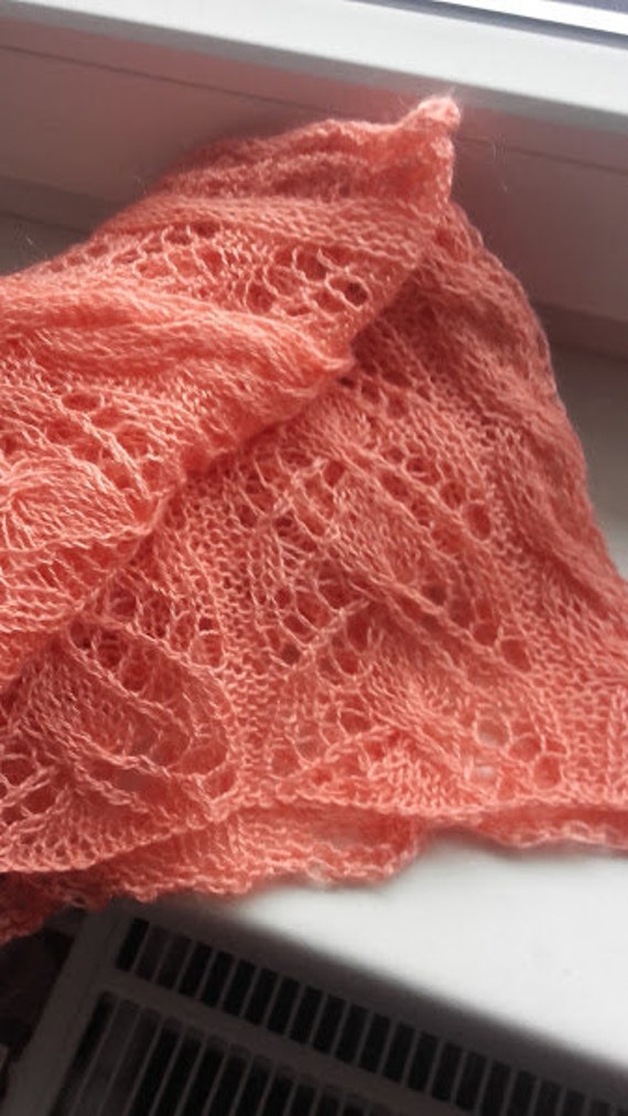 Handgestrickte Spitze Schal Seide Merino Mohair Rosa Natürliche Handgefertigte Frauen Accessoire Geschenk von NeedleArtAtelier