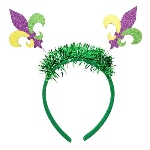 Needzo Mardi Gras Bopper Stirnband Glitzer Fleur de Lis Haarband Festliches Party Parade Zubehör Einheitsgröße von Needzo