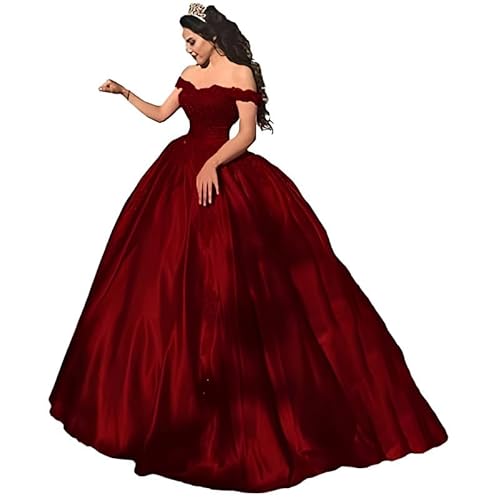 Neejafrog Ab Schulter Spitze Applique Abschlussballkleider Glitzernde Satin Quinceanera Kleid Sweetheart Ballkleider von Neejafrog