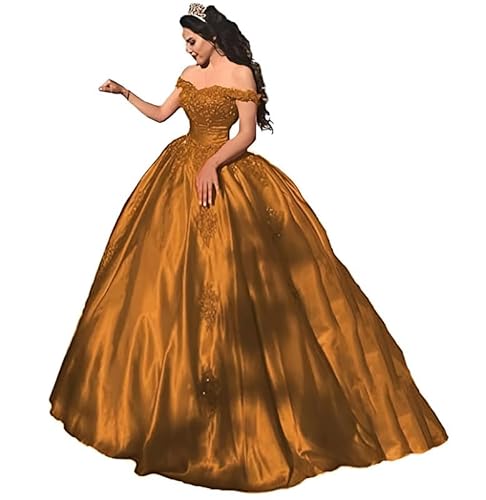 Neejafrog Ab Schulter Spitze Applique Abschlussballkleider Glitzernde Satin Quinceanera Kleid Sweetheart Ballkleider von Neejafrog