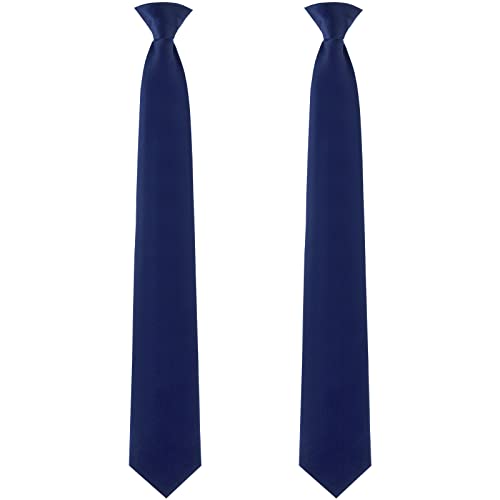 Neer 2 Stück Herren-Krawatten zum Anklipsen, einfarbig, vorgebundene Krawatten für Büro, Schule, Polizei, Sicherheit, Hochzeit, Abschlussfeier, Uniformen, marineblau, 20 Inches von Neer