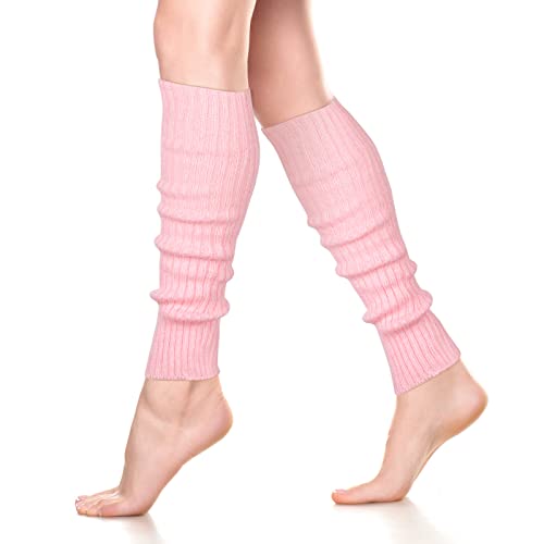 Neer Damen Beinstulpen Gerippte Beinlinge 80er Jahre Lange Beinwärmer Stiefel Knöchelwärmer (Rosa) von Neer