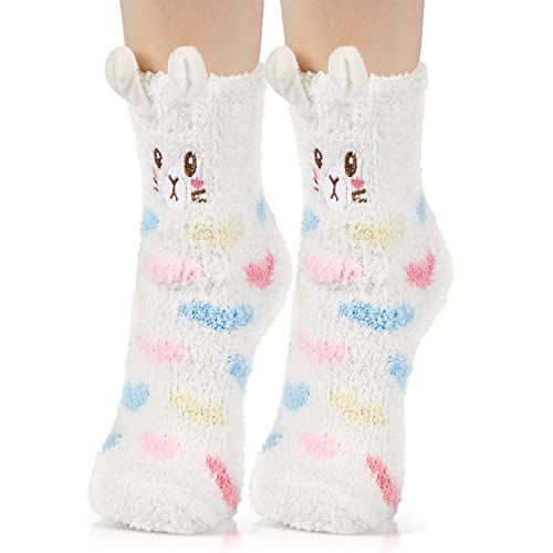 Neer Flauschige Kuschelsocken Damen Warme Wintersocken Thermo Weiche Hausschuhsocken Flauschige Süße Bettsocken für Weihnachten von Neer