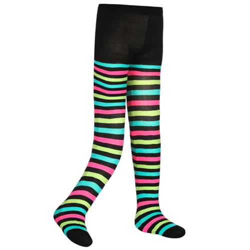 Neer Karneval Strumpfhose Kinder Mädchen Elastische Strumpfhose für Kinder im Alter von 6-12 Ostern(Bunter Streifen) von Neer