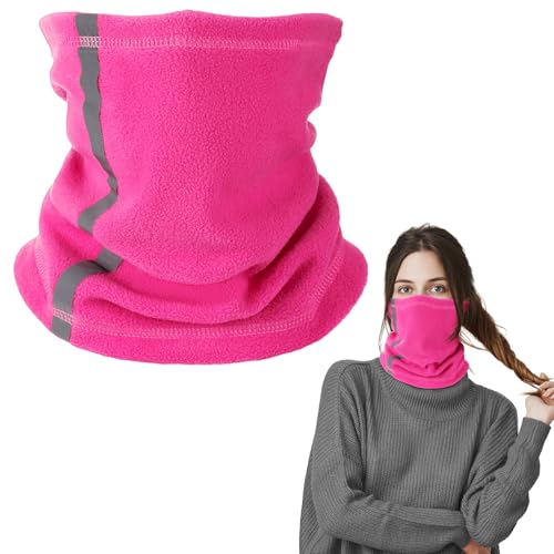 Neer Winter Halswärmer Hohe Sichtbarkeit Multifunktionaler Unisex Radfahren Nackenwärmer mit Reflektierendem Streifen Elastischer Schnur(Leuchtendes Pink) von Neer