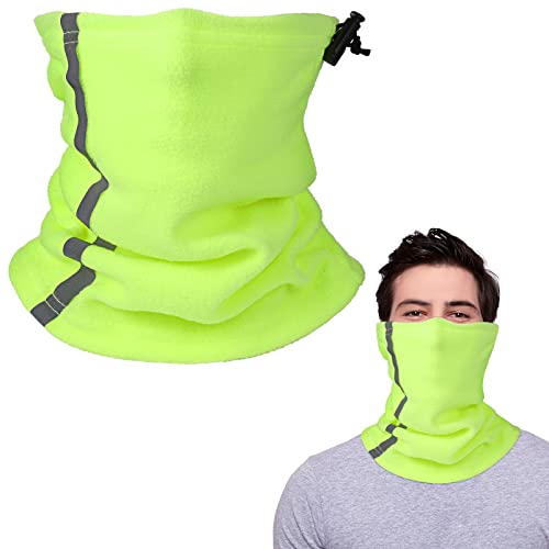 Winter Schlauchschal mit Hoher Sichtbarkeit Multifunktionstuch Unisex Winddicht Sport Nackenwärmer mit Reflektierend Streifen und Elastisch Kordel für Herren Damen (Fluoreszierendes Grün) von Neer